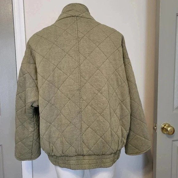 Bagatelle Collection Tan/Brown/Green Quilted Dolman Sleeve Full Zip Jacket(L) - Picture 7 of 14